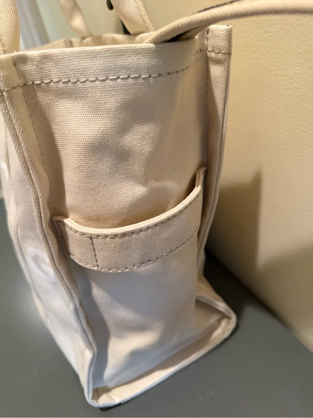 Marc Jacobs Large Cream Canvas Tote with Logo Patch